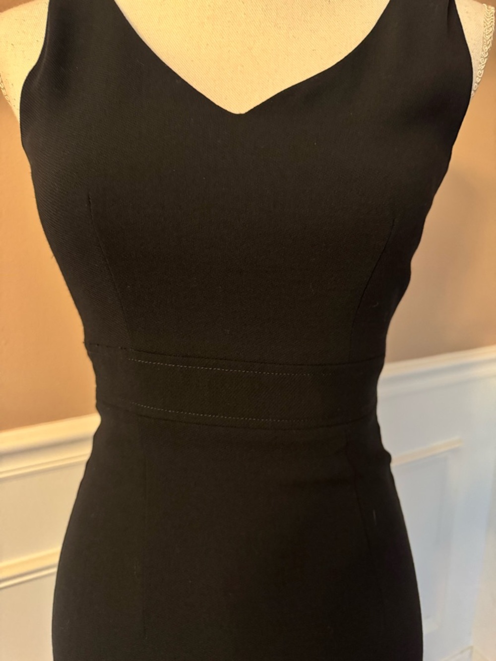 J. Crew Classic Black V-Neck Sleeveless Midi Dress